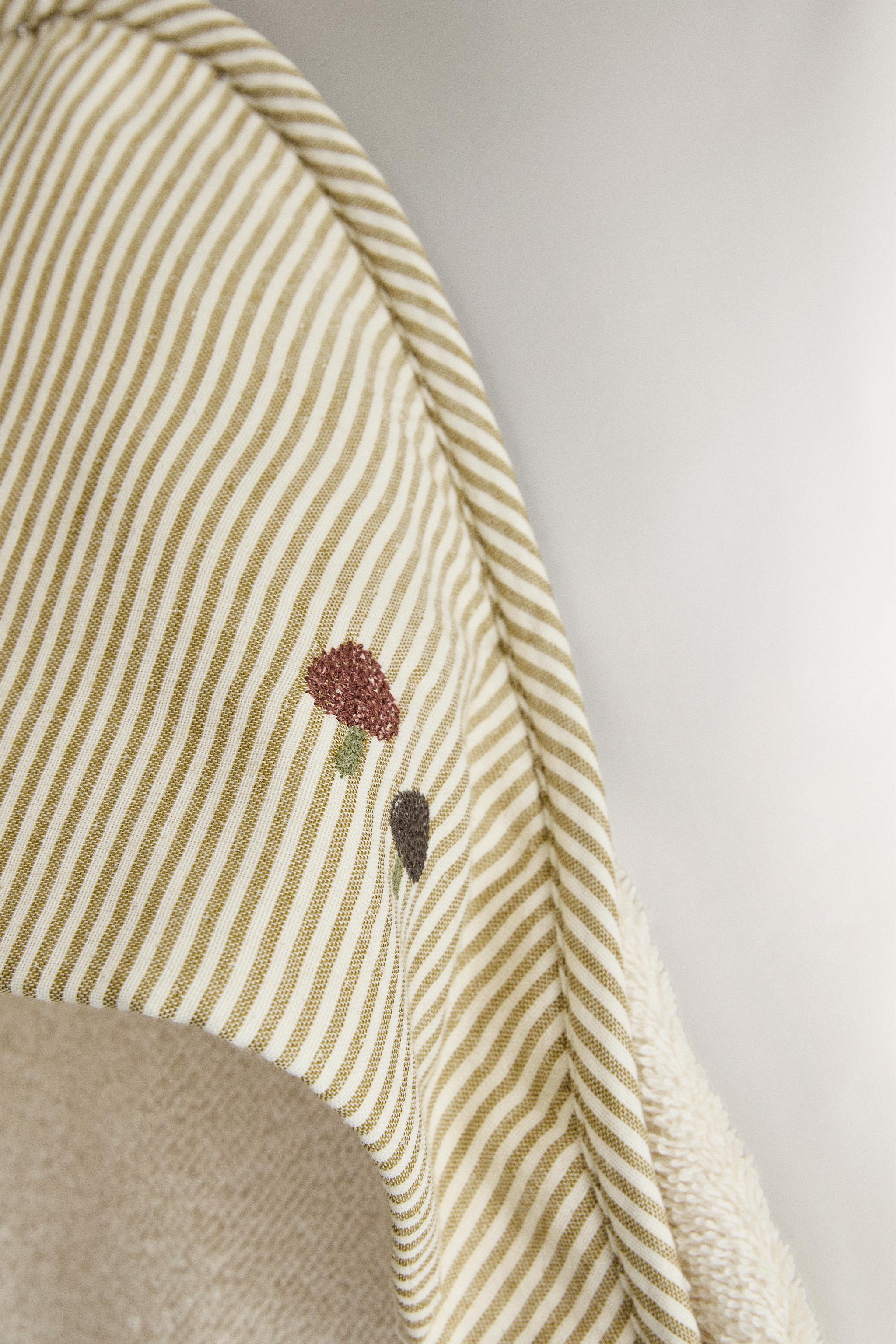 SERVIETTE DE BAIN CAPUCHE BÉBÉ GAZE RAYURES